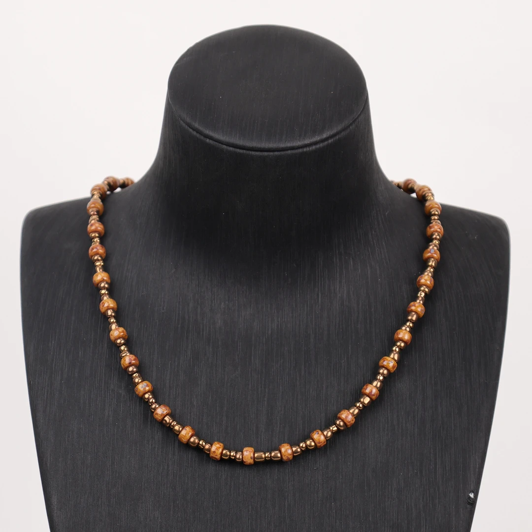 合金项链 玉楼东合金项链 LZ2312 焦糖色小米珠琉璃项链