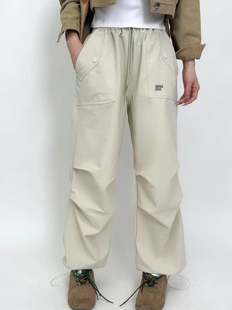 阿悄家 春款 刺绣字母降落伞工装裤#YX238