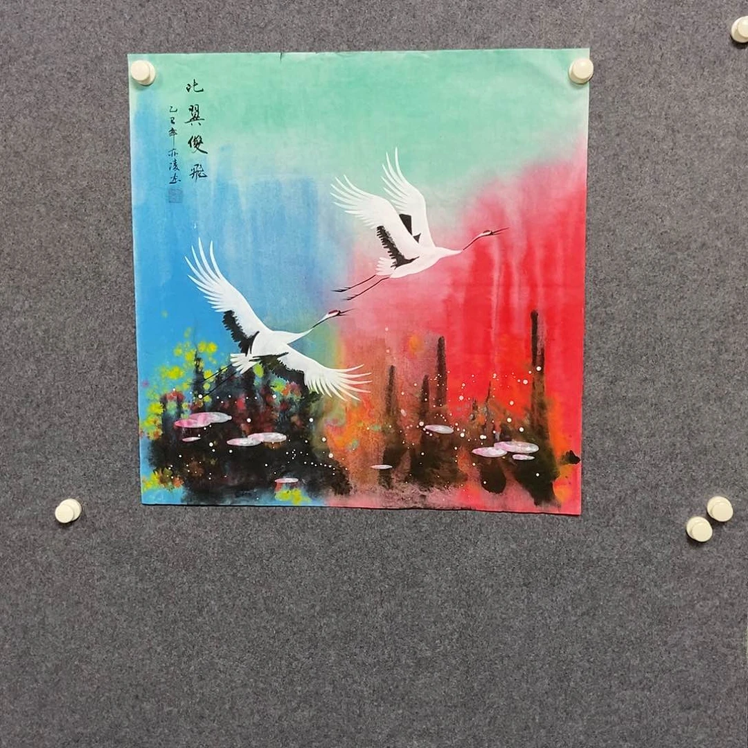 国画四尺斗方花鸟一幅