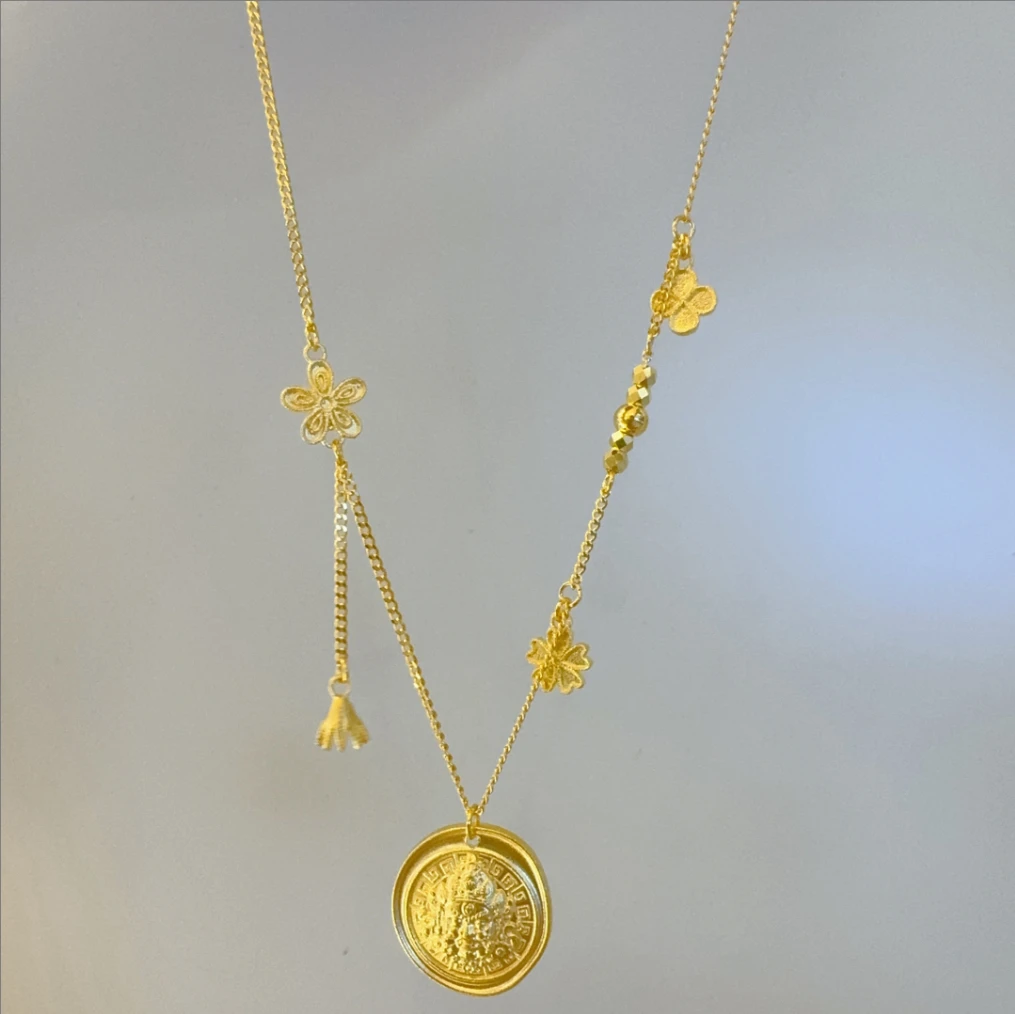 5g 足金999黄财神流苏套链