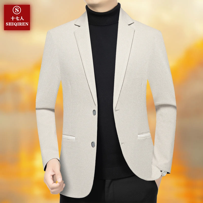 【新款西服】十七人男士西装外套百搭上衣中年爸爸装西装单件新品