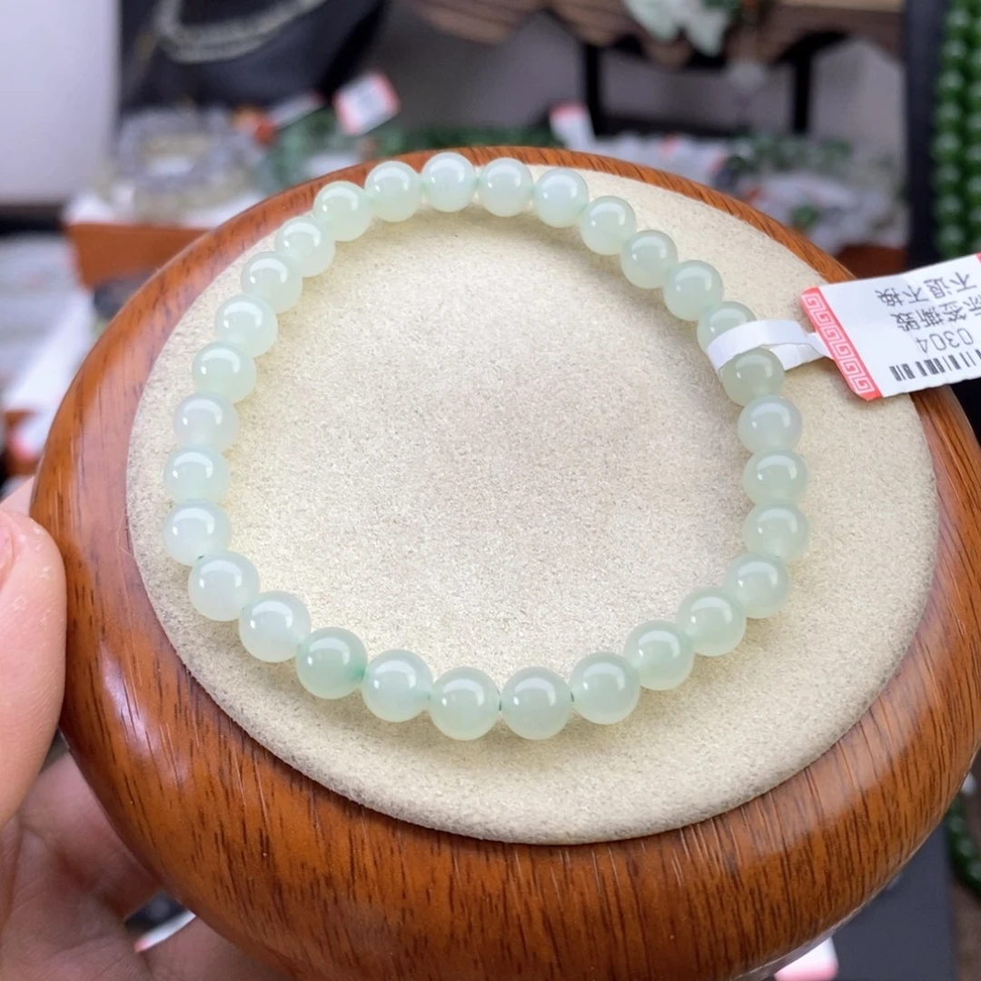 和田玉手串未镶嵌团*晴水卡6