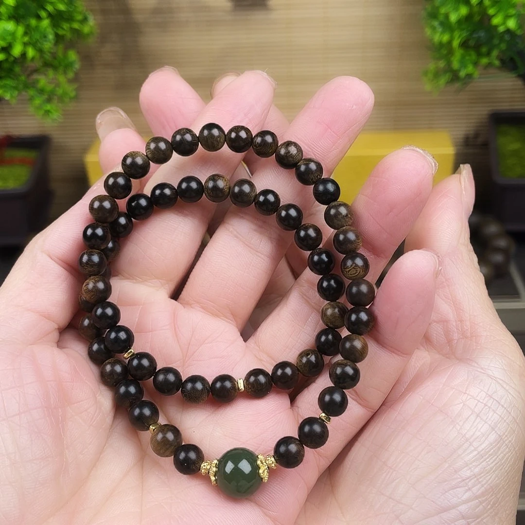 沉香手串越南芽庄白奇玉化樱子留疤0.6