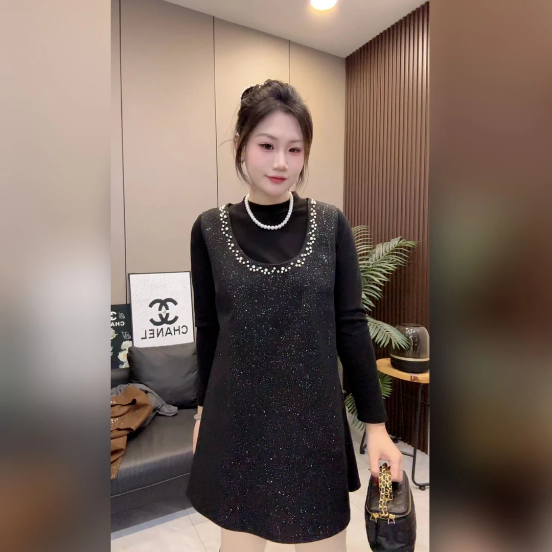 【婉儿家】INS风连衣裙短袖轻熟风时尚套装上衣打底衫➕连衣裙大码女