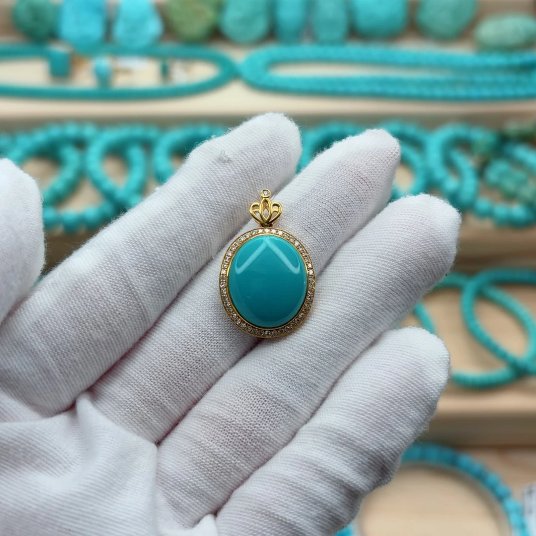 绿松石18K金镶嵌珠宝奇石