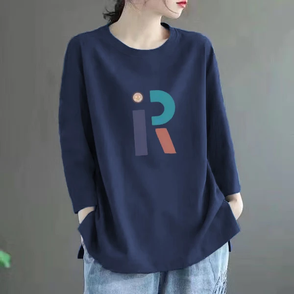 100%棉2025秋季新款大码韩版休闲洋气时尚t恤女百搭小众长袖上衣