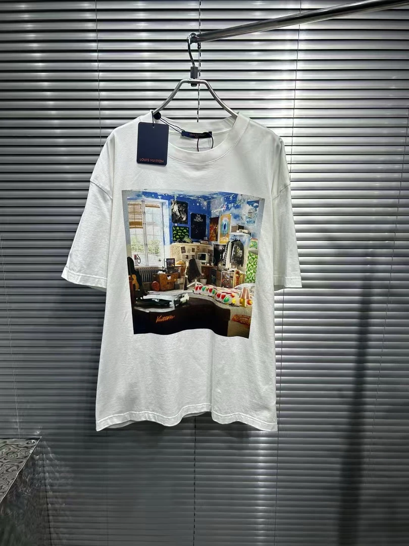 未使用 LouisVuitton/路易威登 爆款油画涂鸦夜景印花短袖/xl码