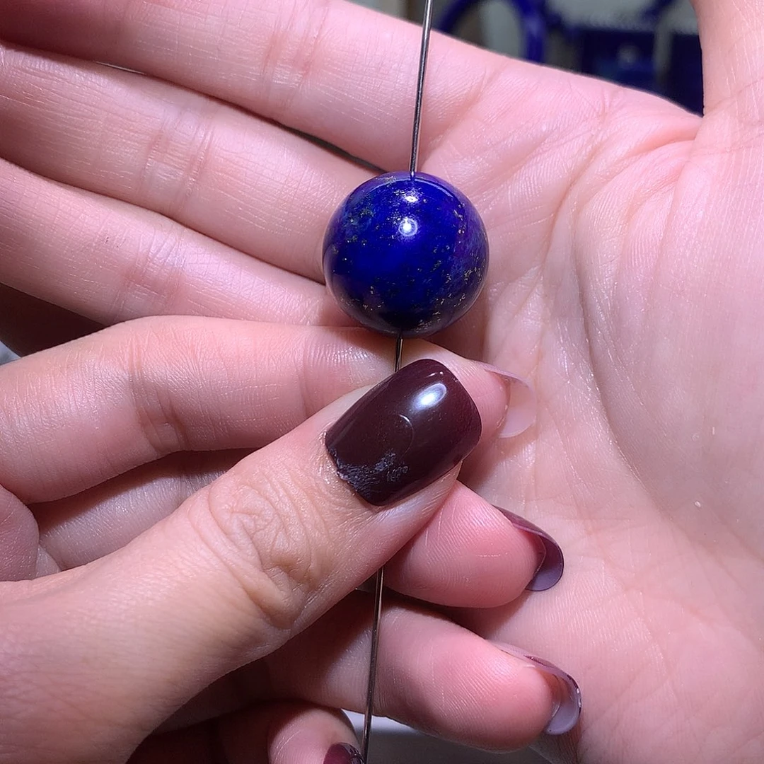 青金石未镶嵌天然原矿单圆珠20.3 m