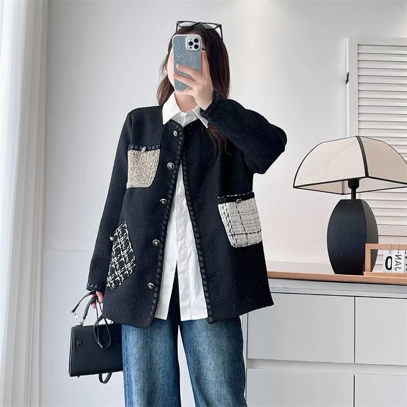 梦冬佳--110-200斤大码女装胖mm显瘦小香风时尚外套遮肉正肩上衣