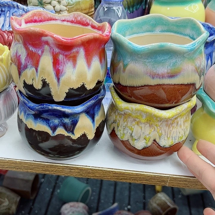 多肉绿植陶瓷花盆9.9包邮，有孔