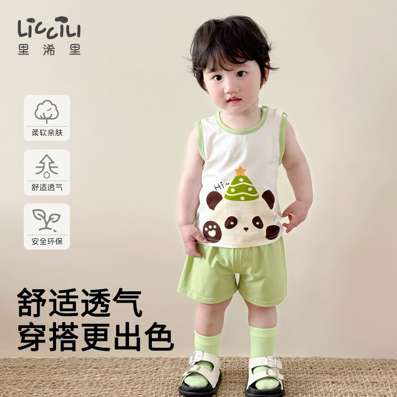 儿童睡衣夏季薄款家居服分体套装无袖空调服宝宝外出服休闲两件套