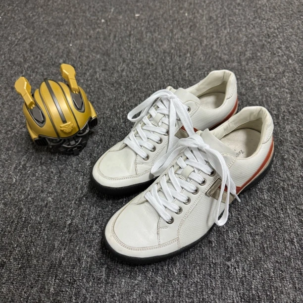 未使用 ZEGNA /杰尼亚/39码/40.5码/黑白全皮休闲鞋/公价4500