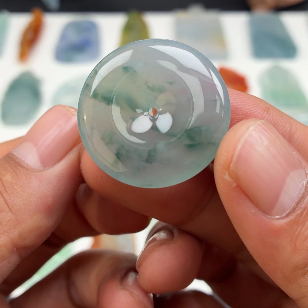 定制翡翠未镶嵌冰飘花扣子