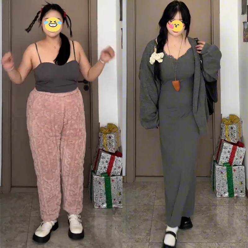 性感辣妹设计感开衫长款针织衫女法式吊带连衣裙蕾丝大码套装