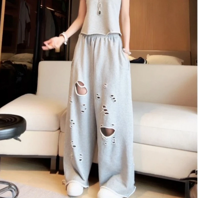 2025春夏新款设计感百搭气质显瘦纯色上衣+休闲裤LK2502603