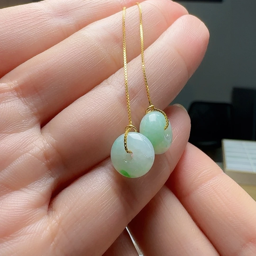 翡翠银S925镶嵌耳饰天然