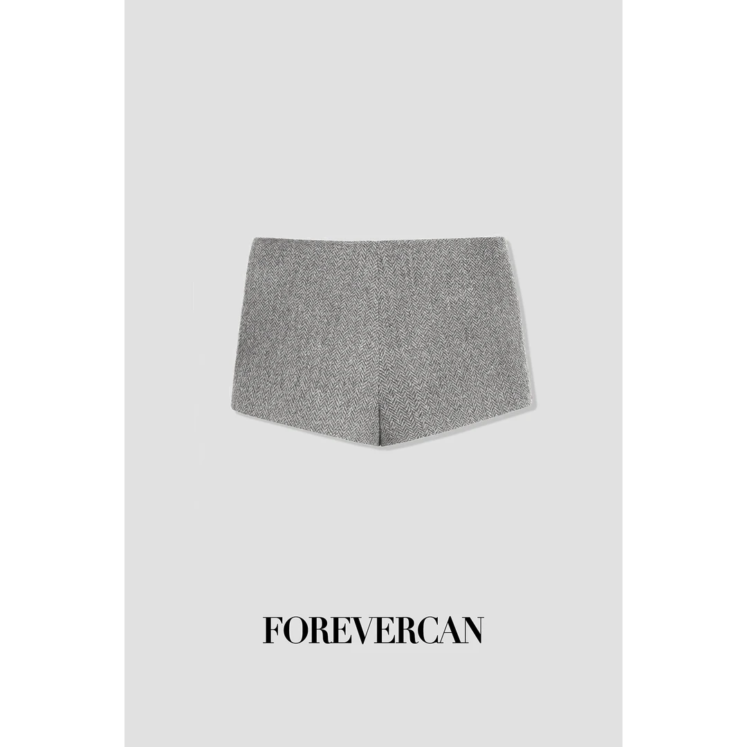 FOREVERCAN“银装素裹”100美丽诺绵羊毛百搭毛呢短裤 SP22248