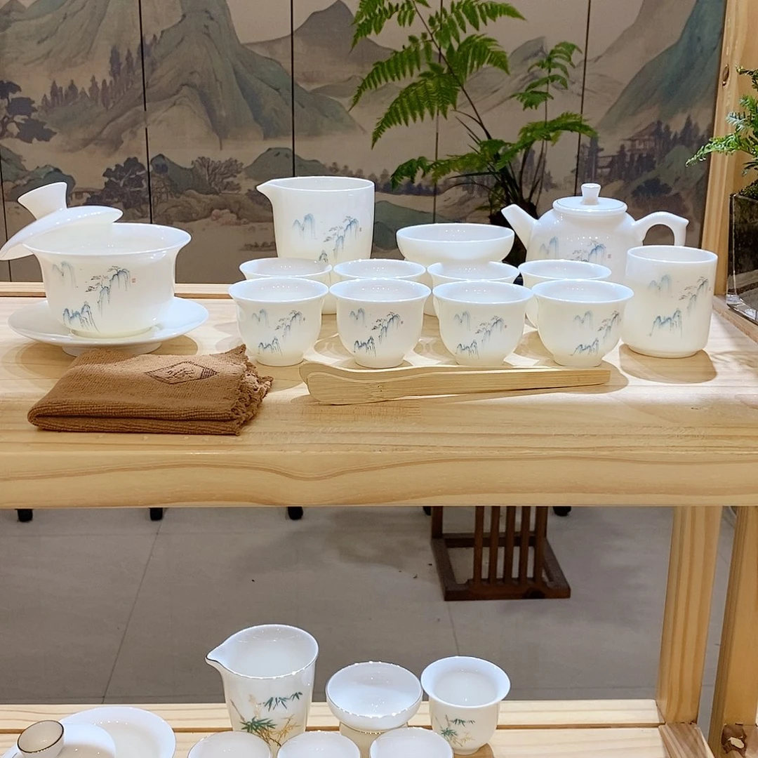 【墨城】羊脂玉瓷高山流水16头