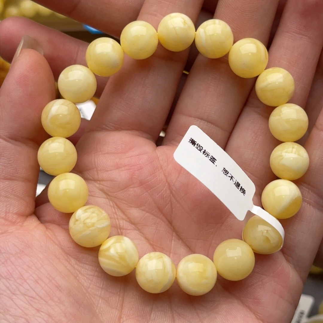 裸石琥珀未镶嵌蜜蜡圆珠手串卡十
