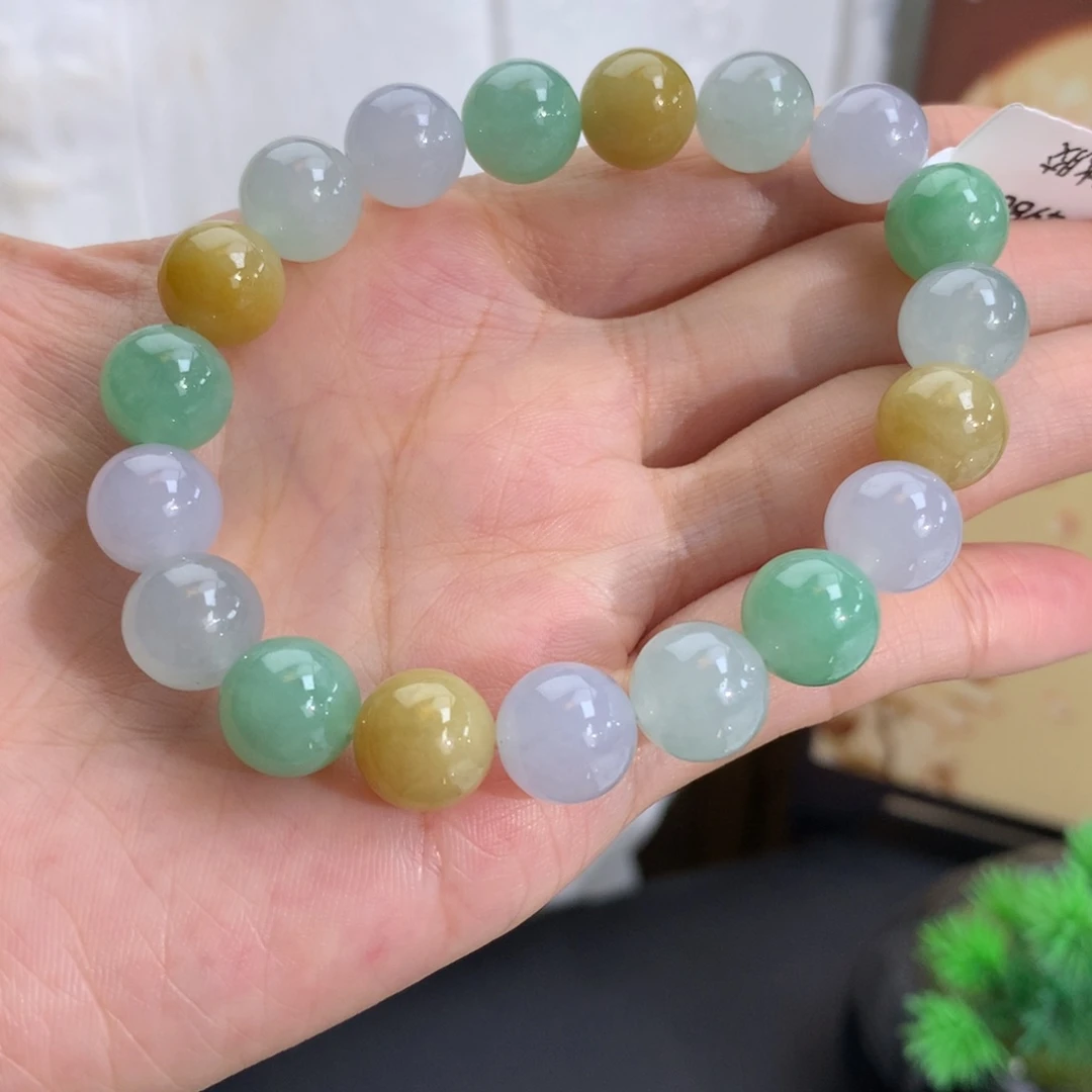 翡翠未镶嵌手串卡10胶润多宝手串