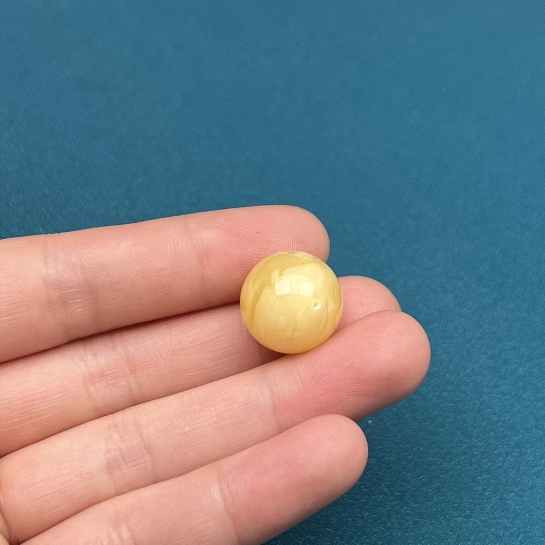 M5622天然原矿蜜蜡 鸡油黄妖花单珠 16.2mm 抖音基地质检发货