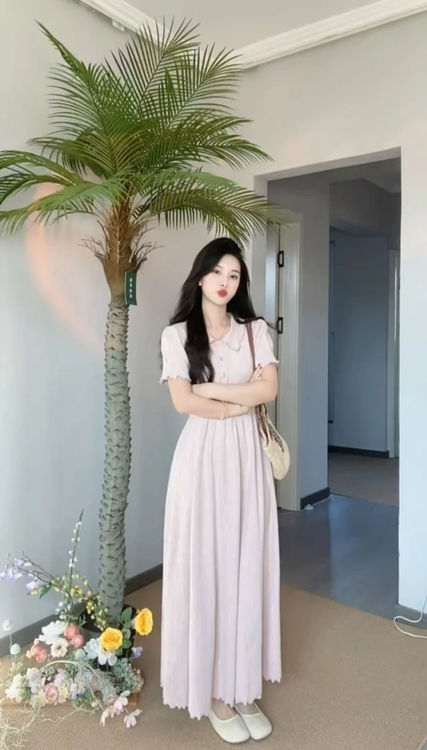 AN.XIN【薄雾少女 mist】学妹减龄 法式优雅连衣裙988-6