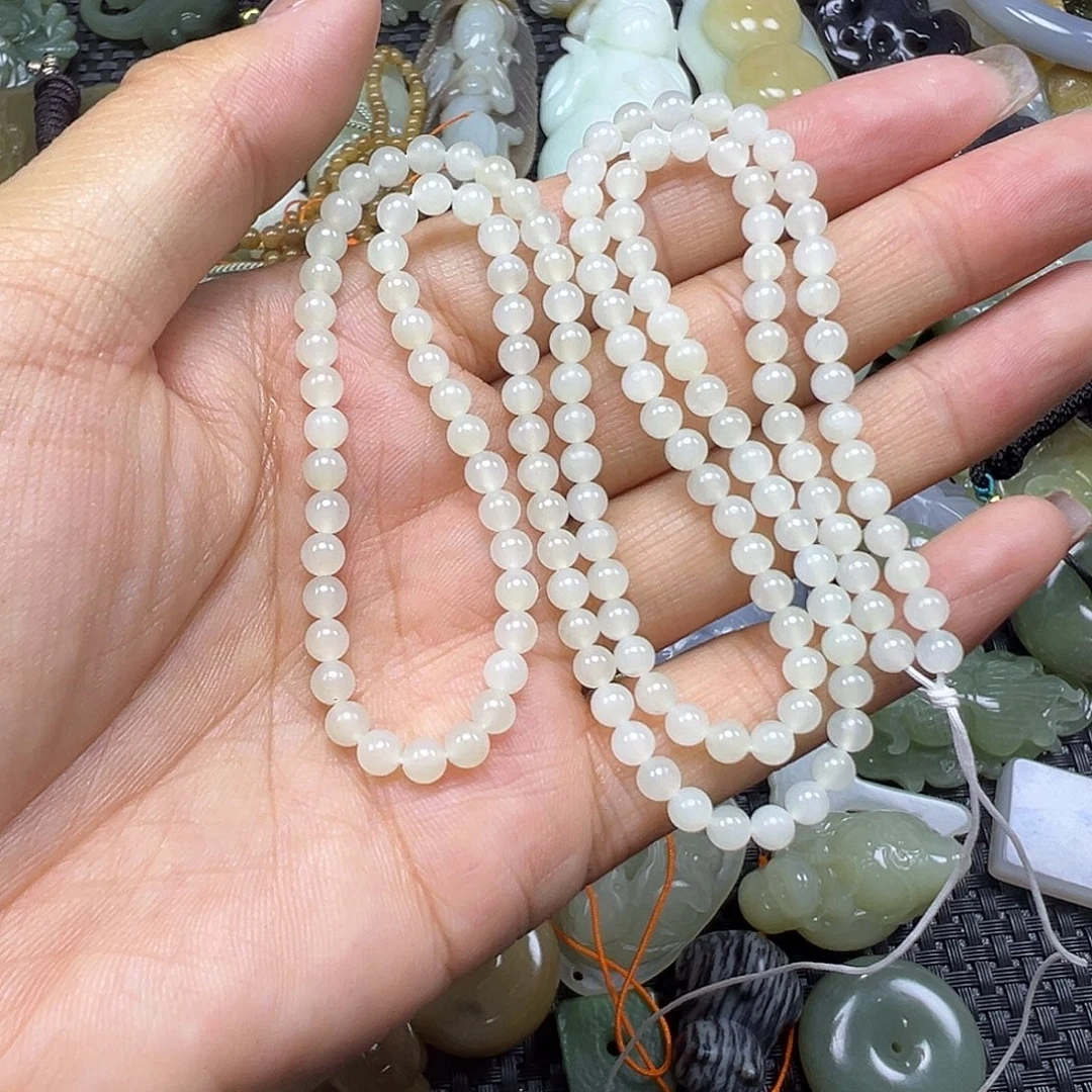 和田玉未镶嵌颈饰卡4多圈