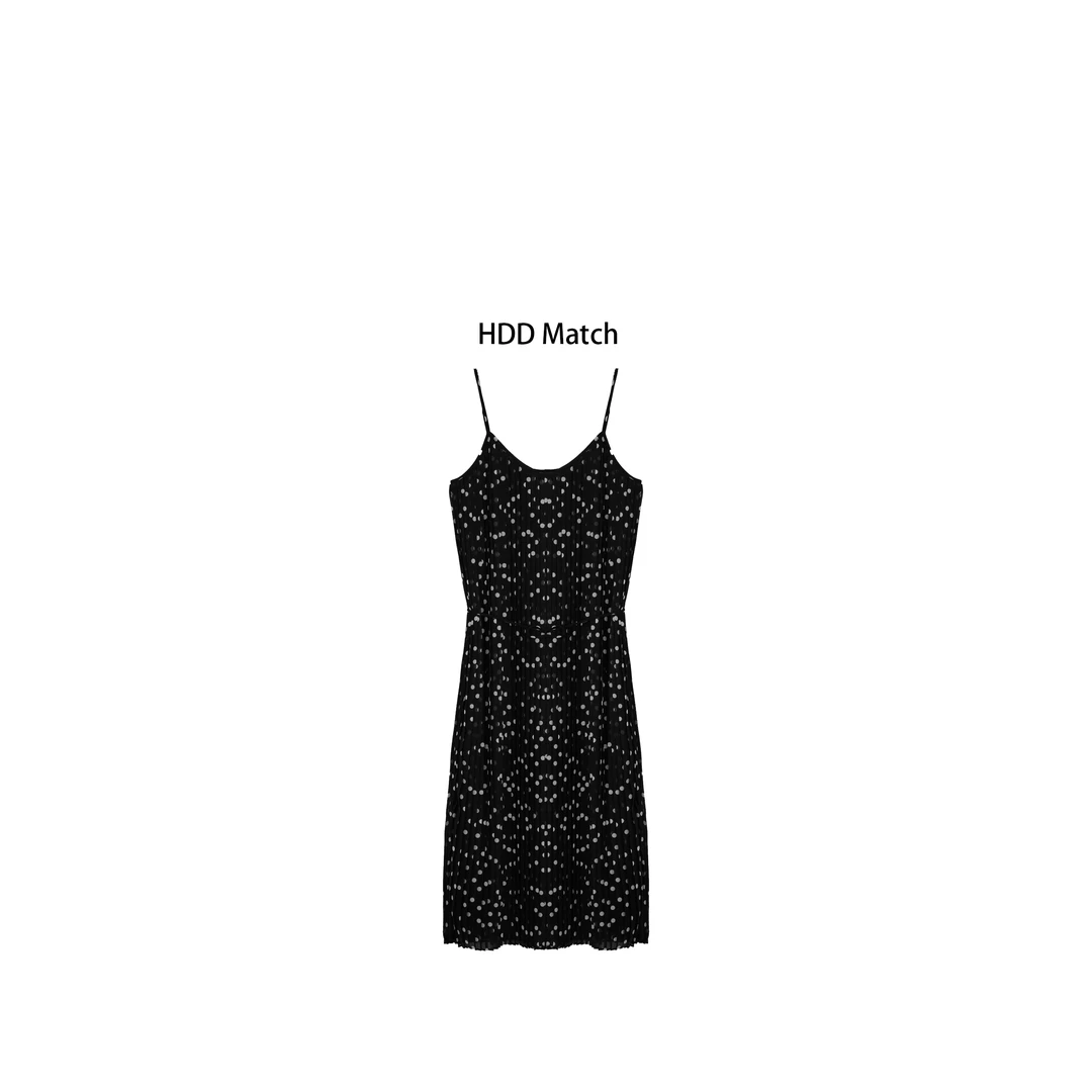 HDD Clothing "波点吊带"春夏波点褶皱吊带连衣裙 Y7268