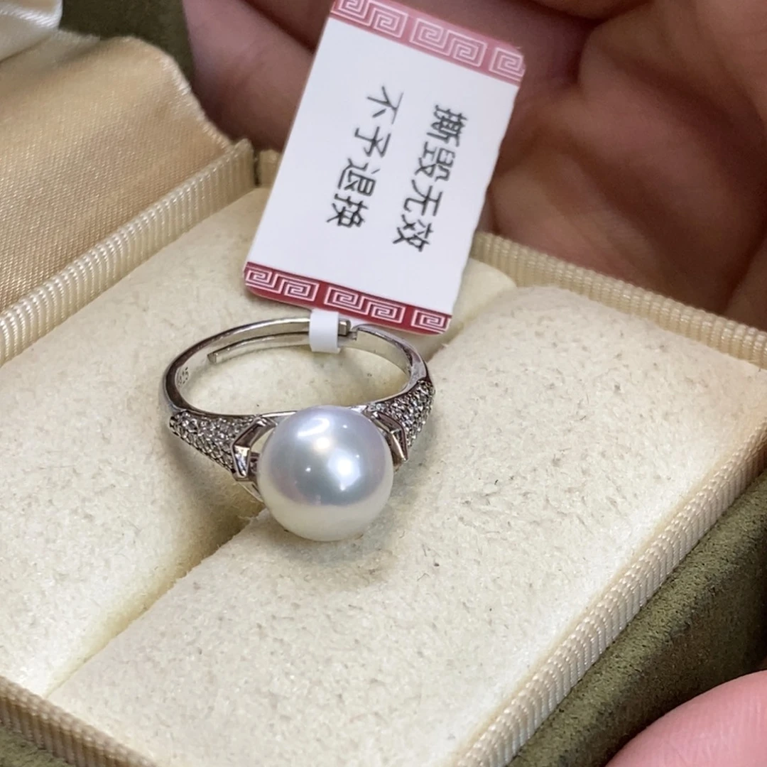 银S925镶嵌戒指淡水珍珠12戒号