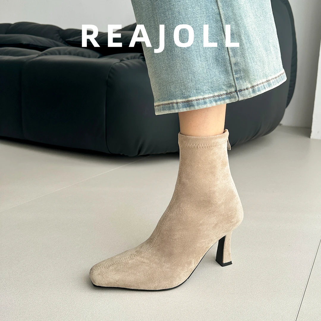 弹力靴子女2025秋冬新款方头细高跟法式显瘦优雅巨好看时装短靴女