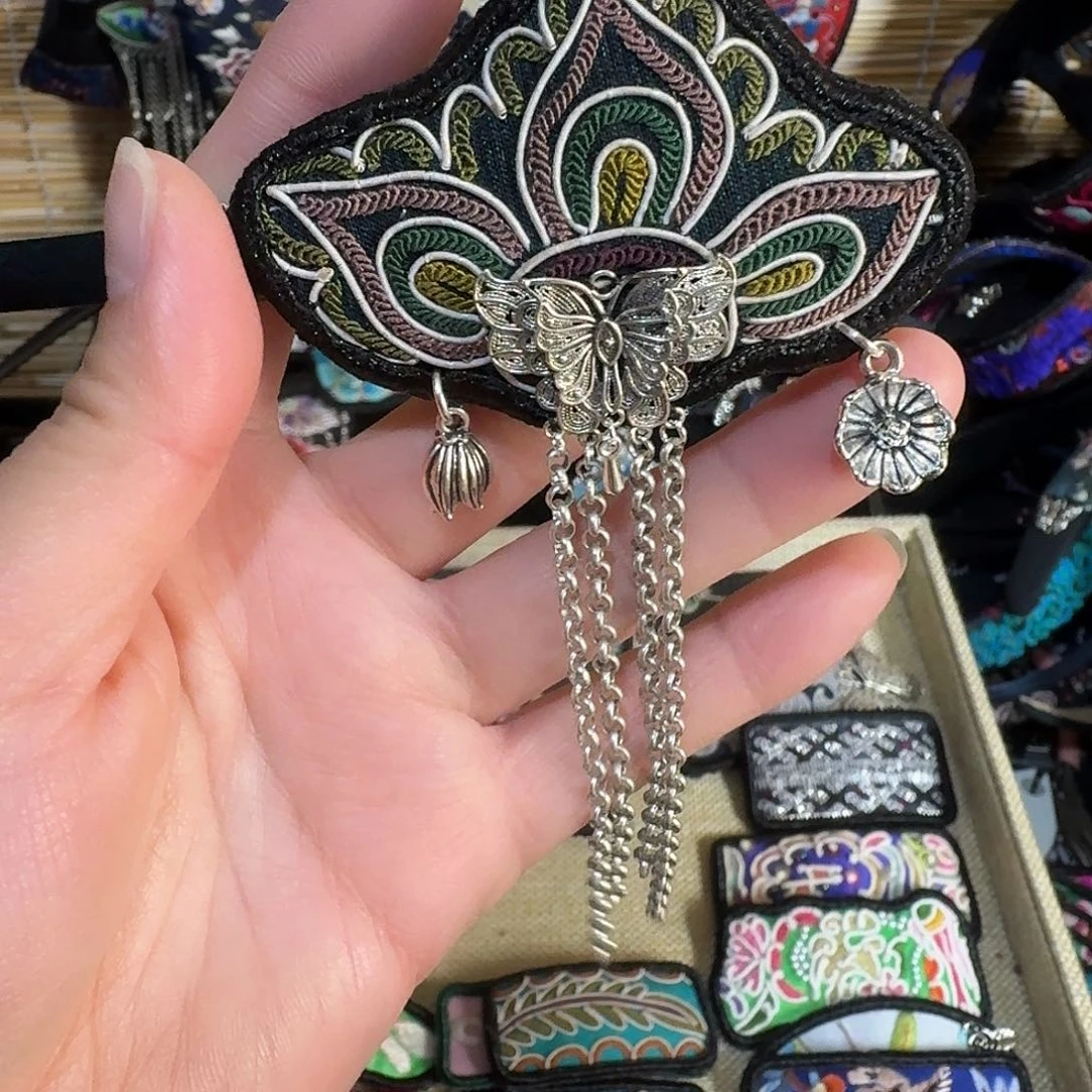 印***真织绣民族风刺绣发簪