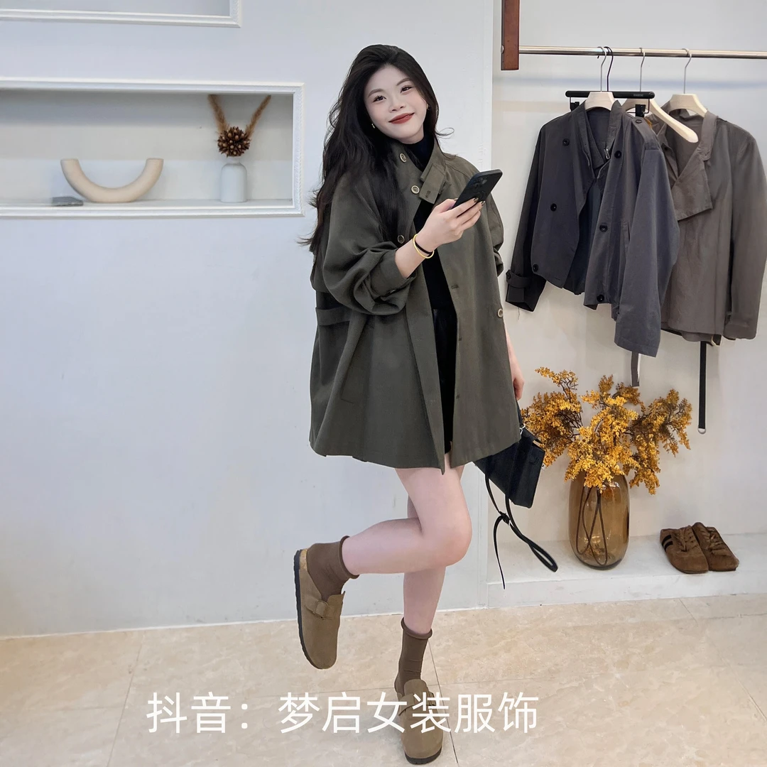 韩系高级感通勤气质立领风衣外套女2025秋季新款优雅高知气场大衣