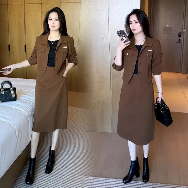 时尚显瘦洋气时尚套装春秋收腰秋装休闲风通勤减龄