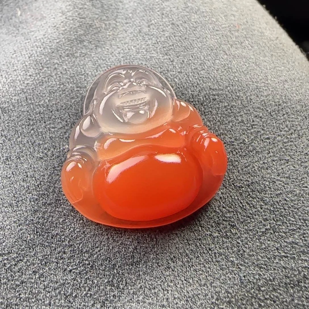 南红玛瑙未镶嵌冰飘弥勒佛公