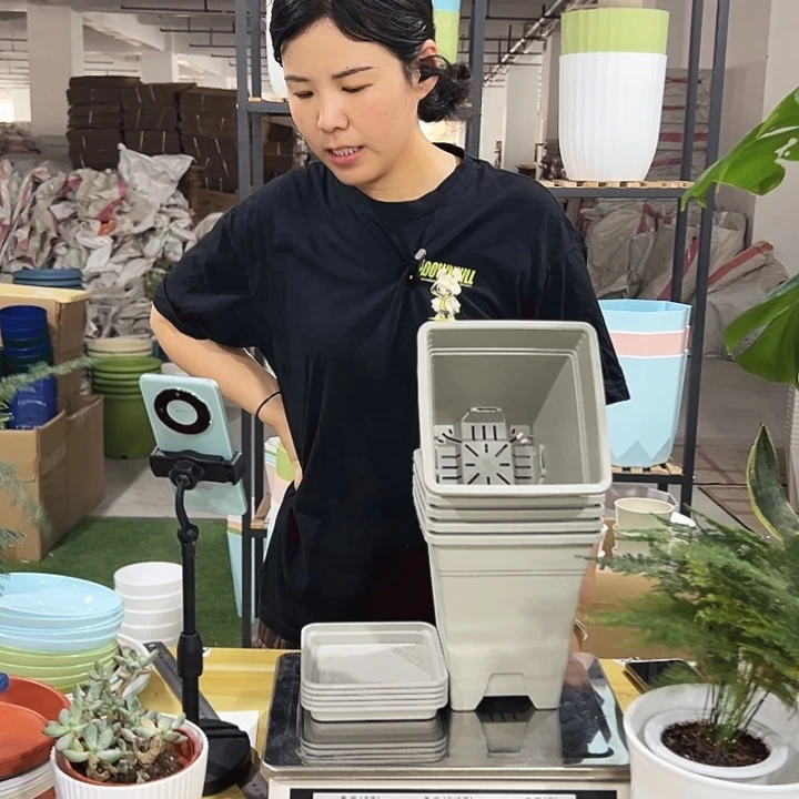 方盆口16高18灰白色5个带托