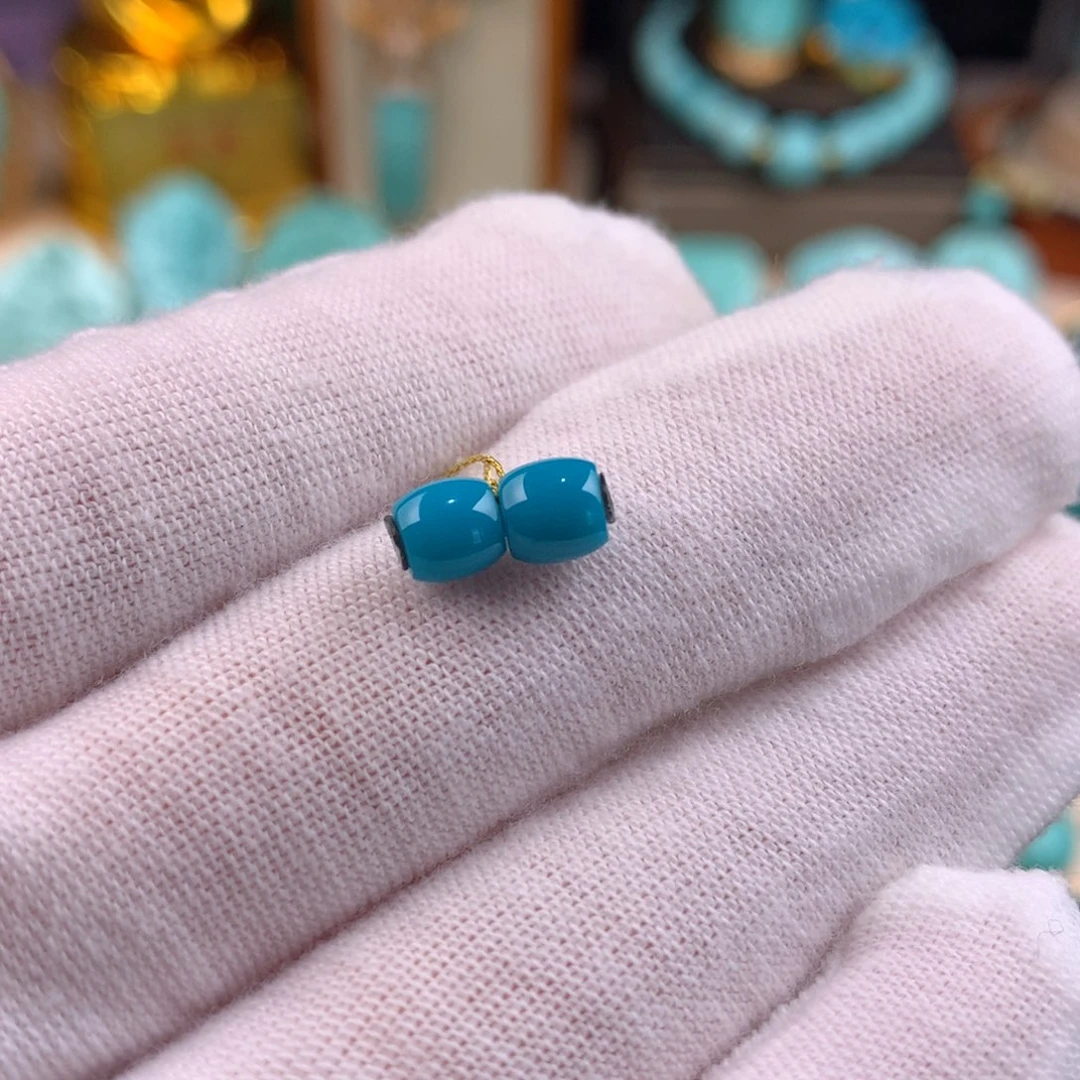 绿松石未镶嵌直切对珠卡5