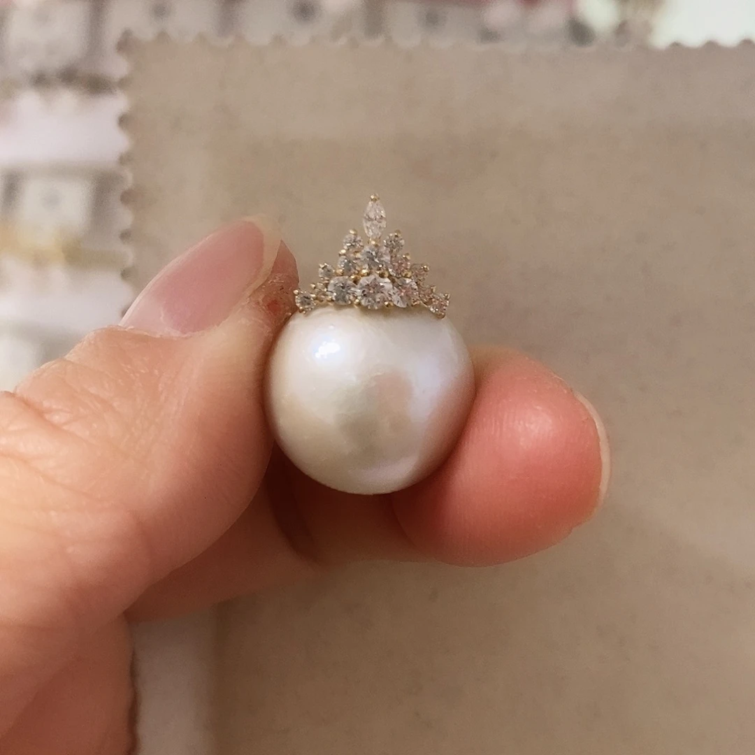 淡水珍珠耳饰18K金镶嵌