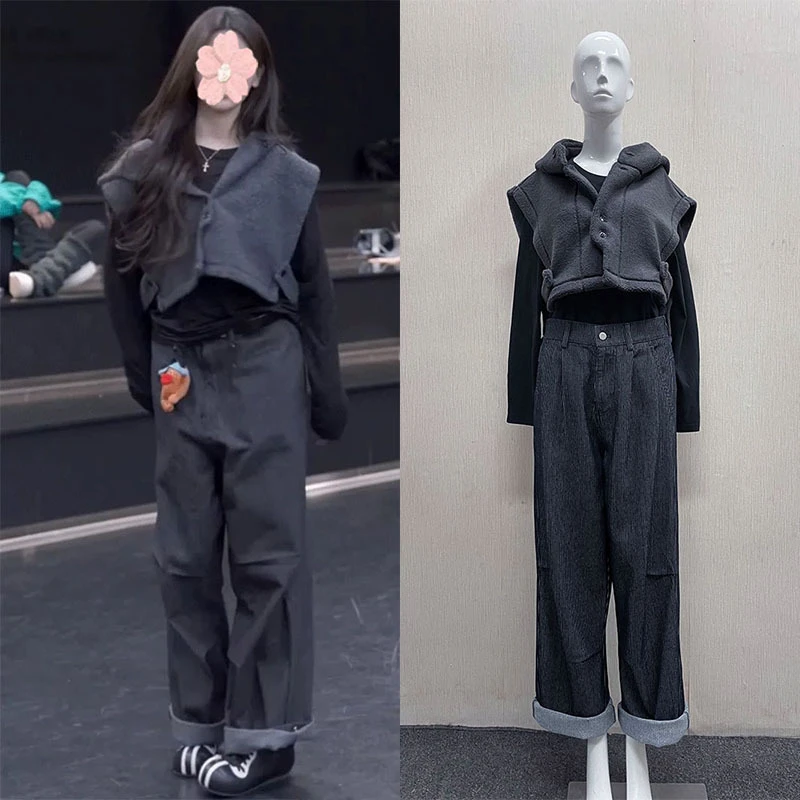新款杨超越同款灰色连帽马甲女春季新款百搭休闲叠穿减龄上衣时尚
