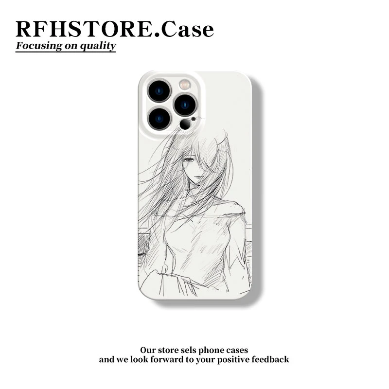ZMGX线稿凌乱少女适用iPhone16/15菲林手机壳华为P70vivo小米oppo