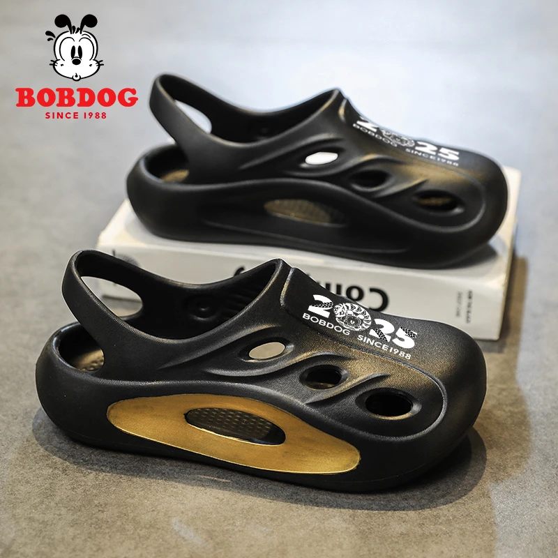 2025巴布豆男童洞洞鞋凉鞋女童夏季防滑2025新款儿童包头软底拖鞋