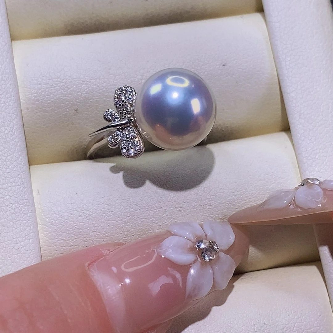 淡水珍珠戒指银S925镶嵌鲍*倩