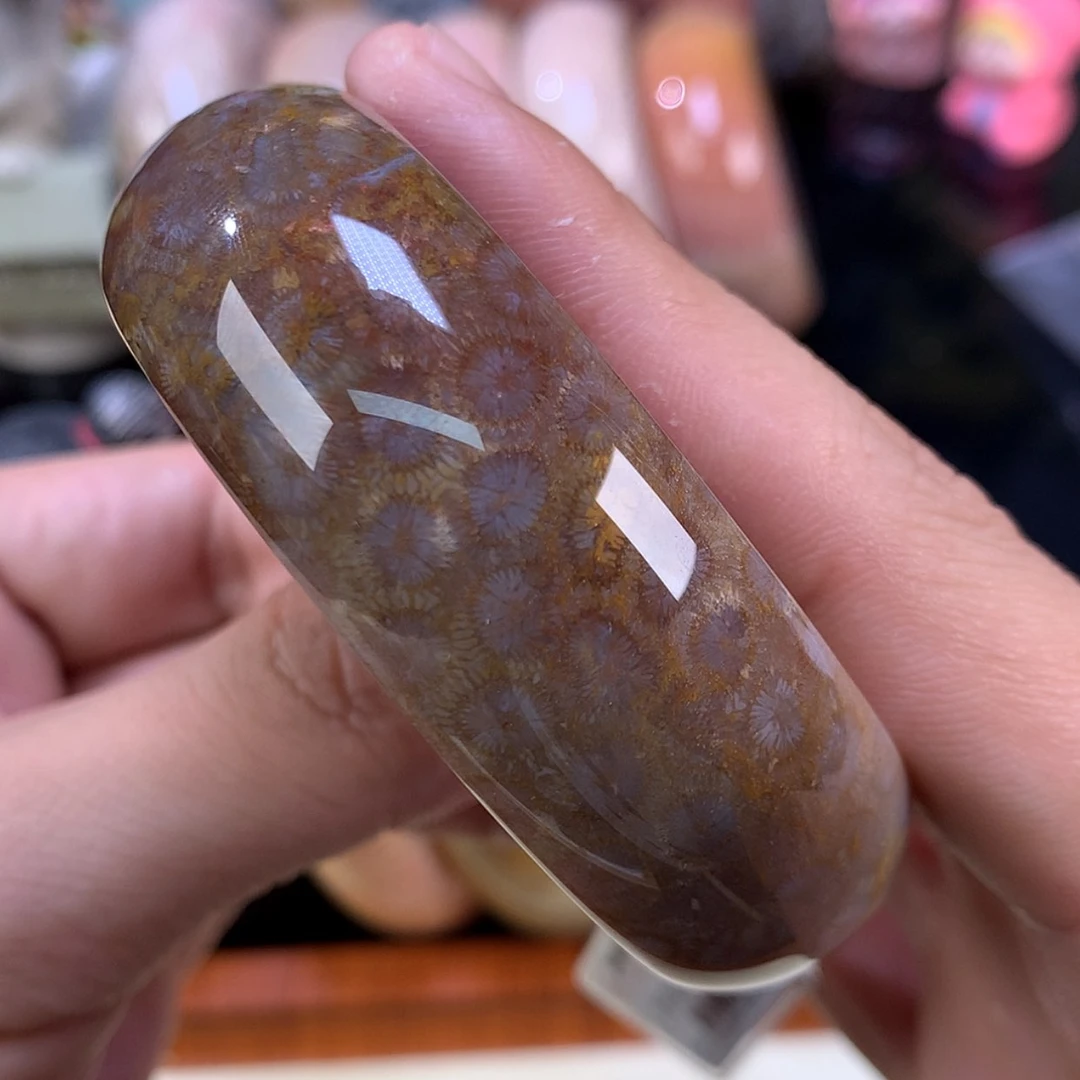 【闪购商品】颈饰未镶嵌硅化珊瑚（珊瑚玉）120号咖色调花花56.2圈