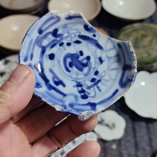 瓷片青花影青杯垫学习标本