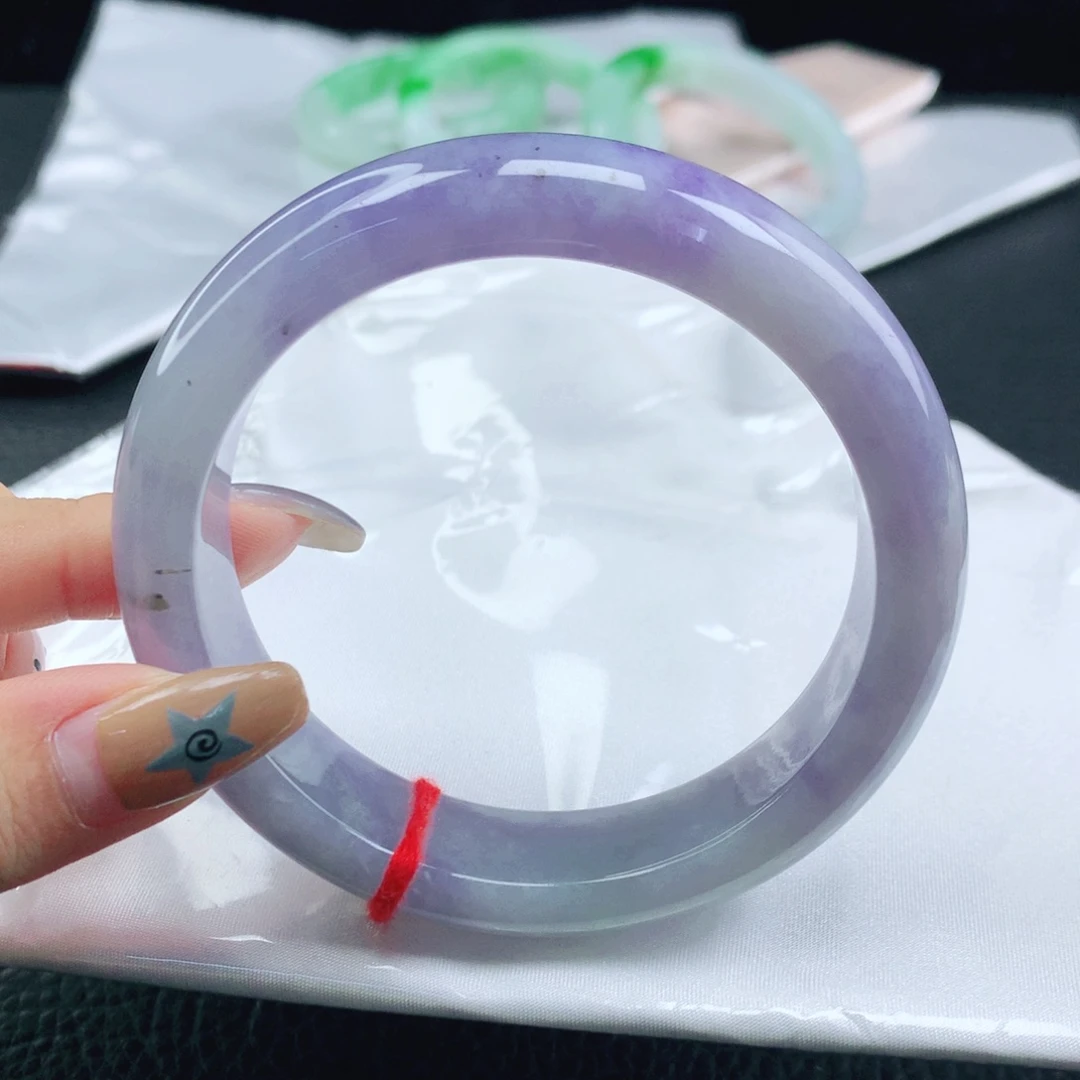 翡翠未镶嵌手镯缅甸63.1紫罗兰正圈