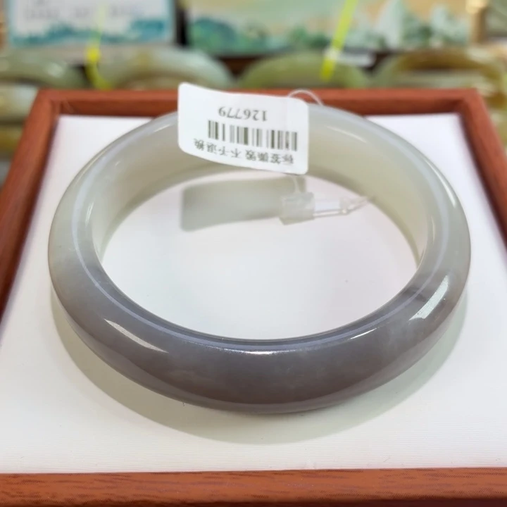 和田玉未镶嵌手镯和田玉 紫白 55 56