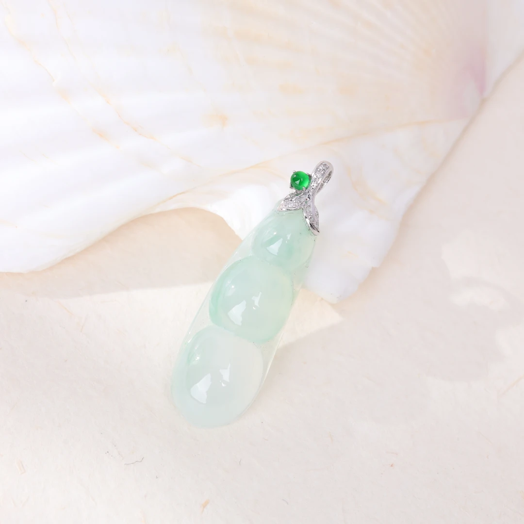 【央博玉】18k翡翠豆子吊坠-YB92920285-多样性发一|CXQ21