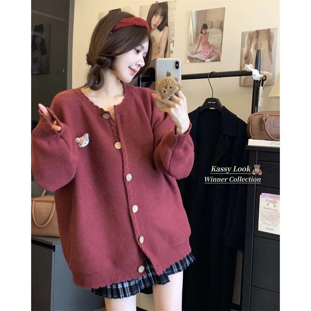 【七七】毛衣外套秋冬新款设计感小众温柔小香风甜美针织开衫