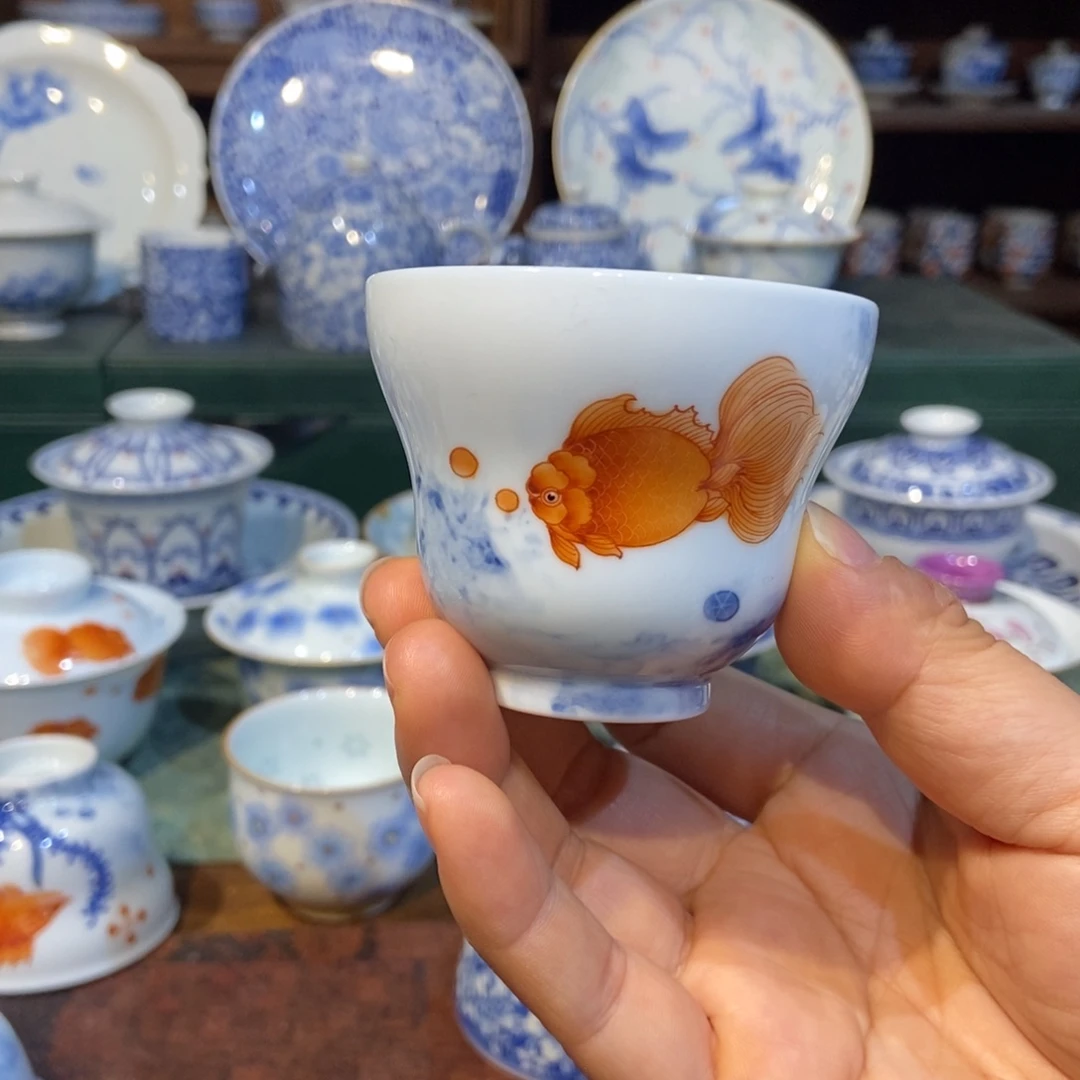 w隐艺矾红金鱼葫芦杯