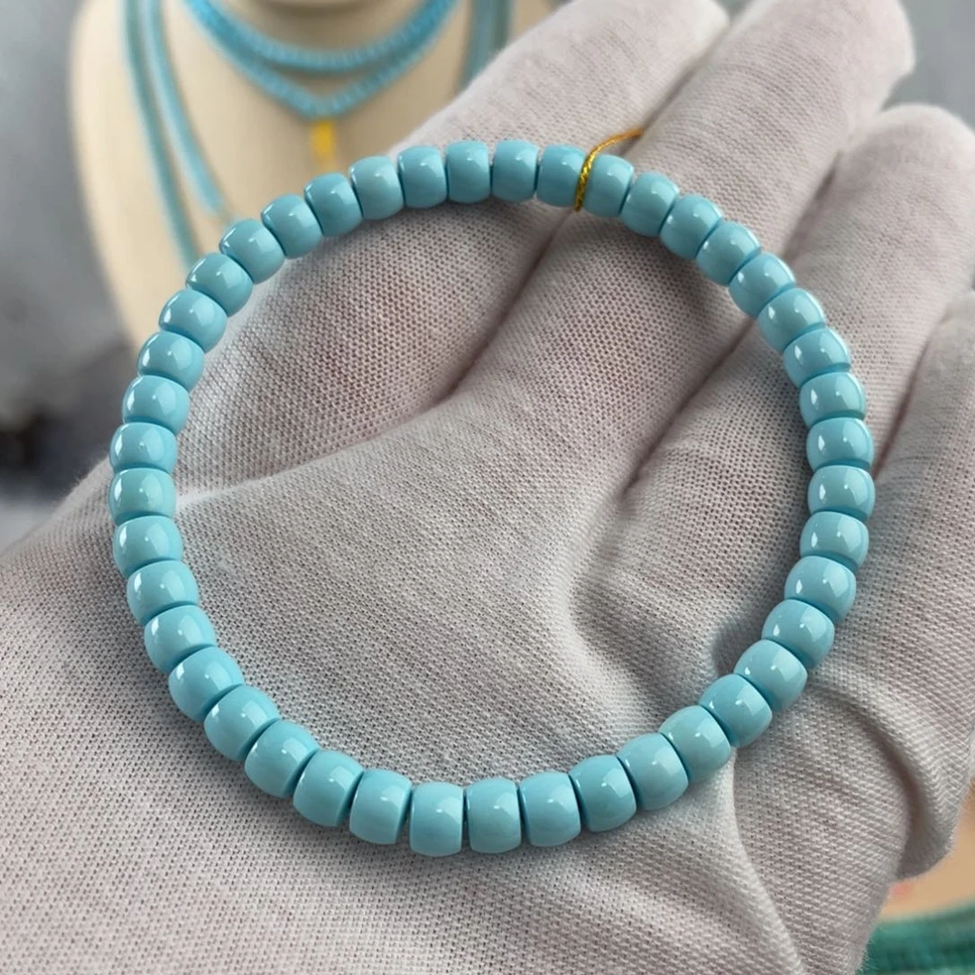 绿松石手链未镶嵌云盖寺高瓷蓝直切卡5.5