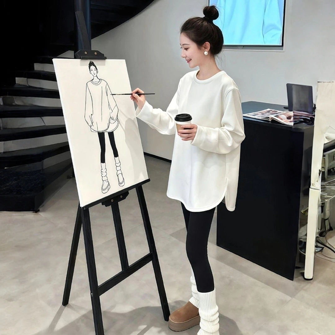 欧货高级感T恤打底衫女内搭2025新款秋冬爆款宽松遮屁股长袖上衣